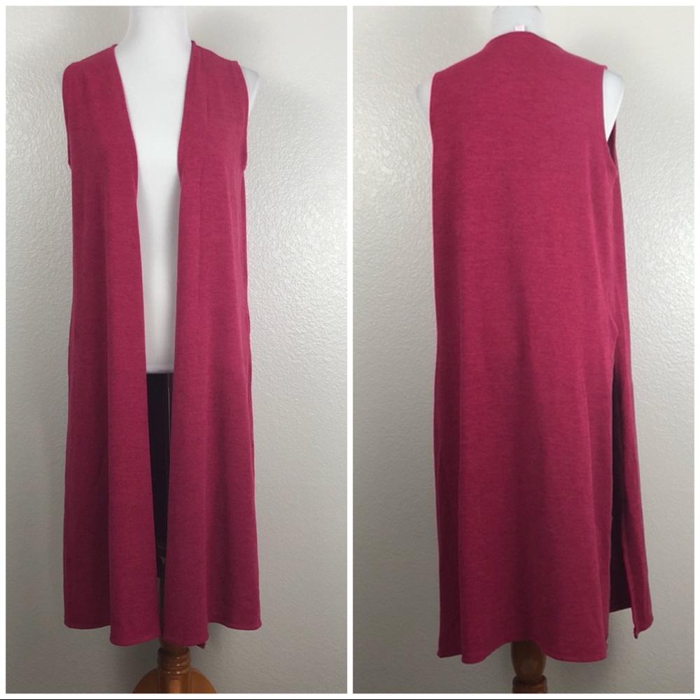 💢SOLD💢 Lularoe Hot Pink Long Joy Vest EUC